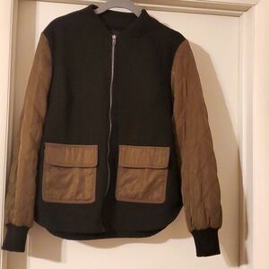 Love Tree Womens Bomber Jacket w/ Black Sleeves Size S